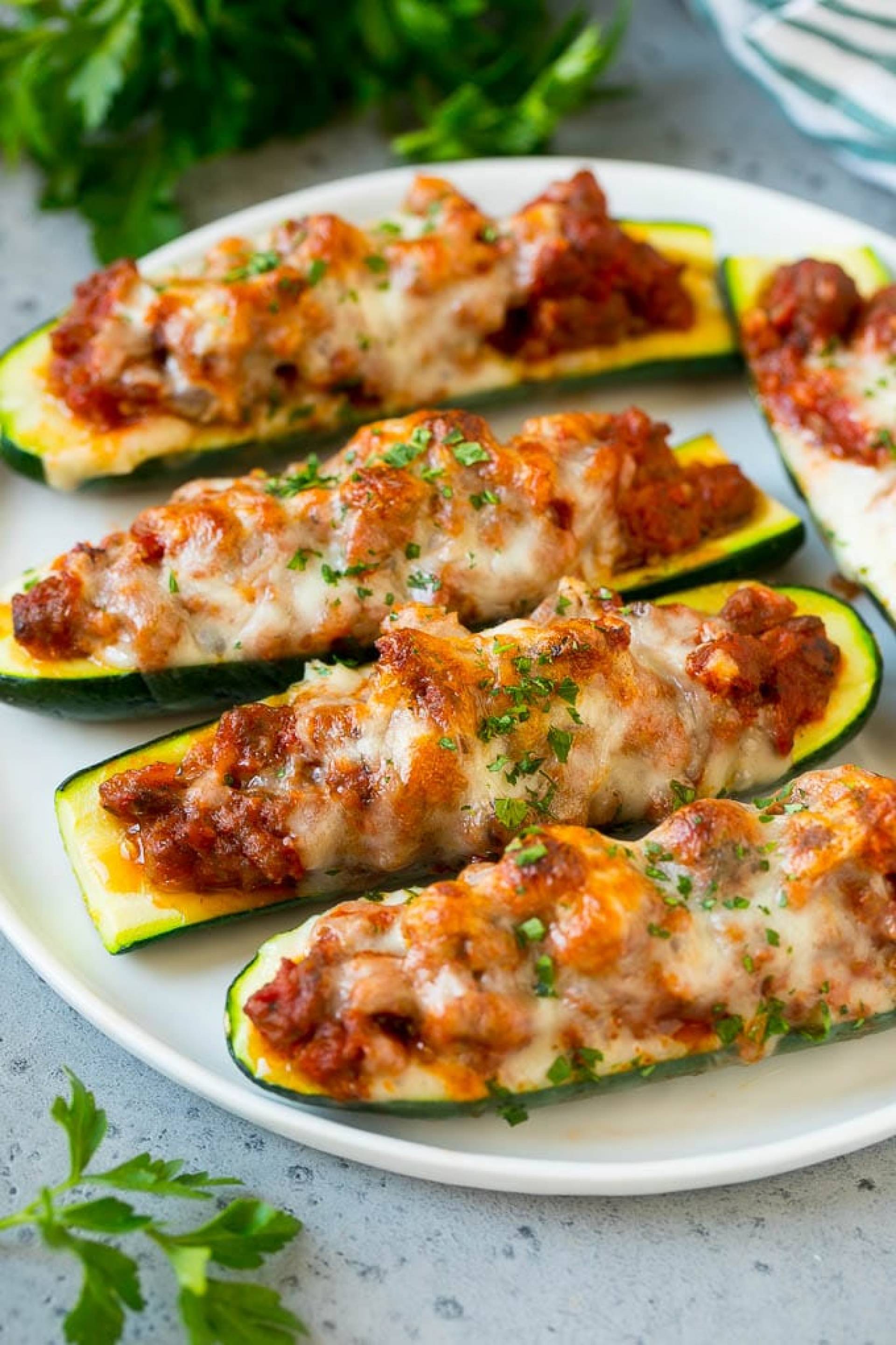 Italian Turkey Stuffed Zucchini Boats